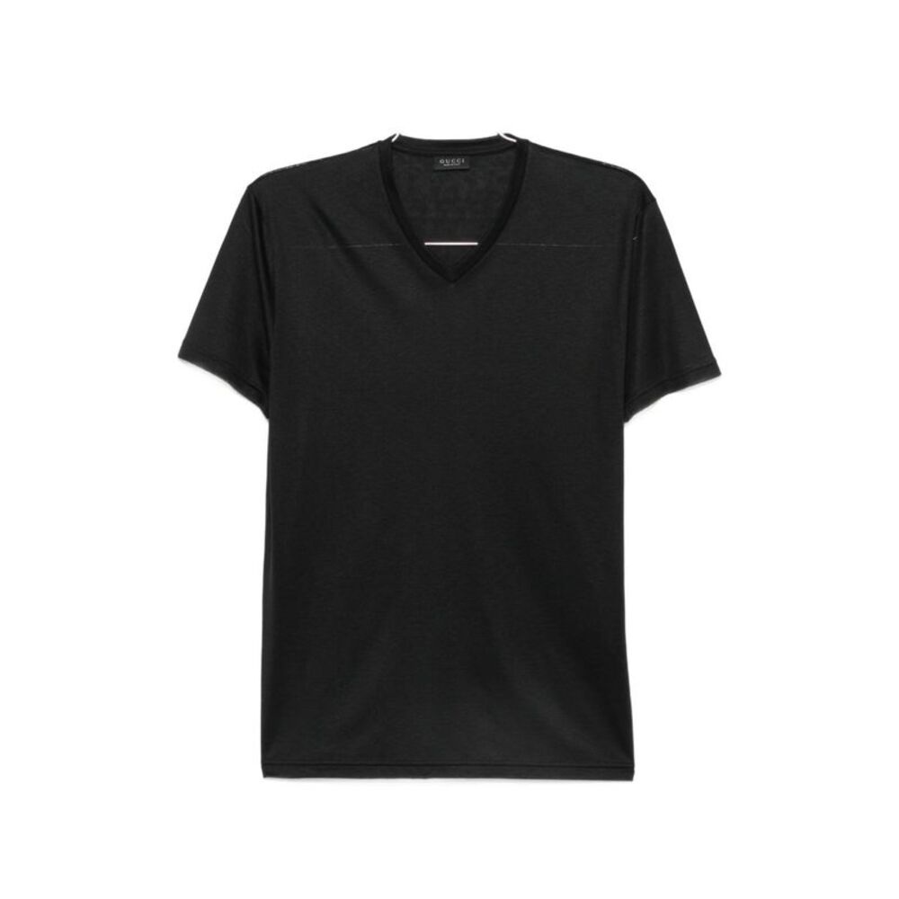 Gucci Men Silk V-Necked T-Shirt